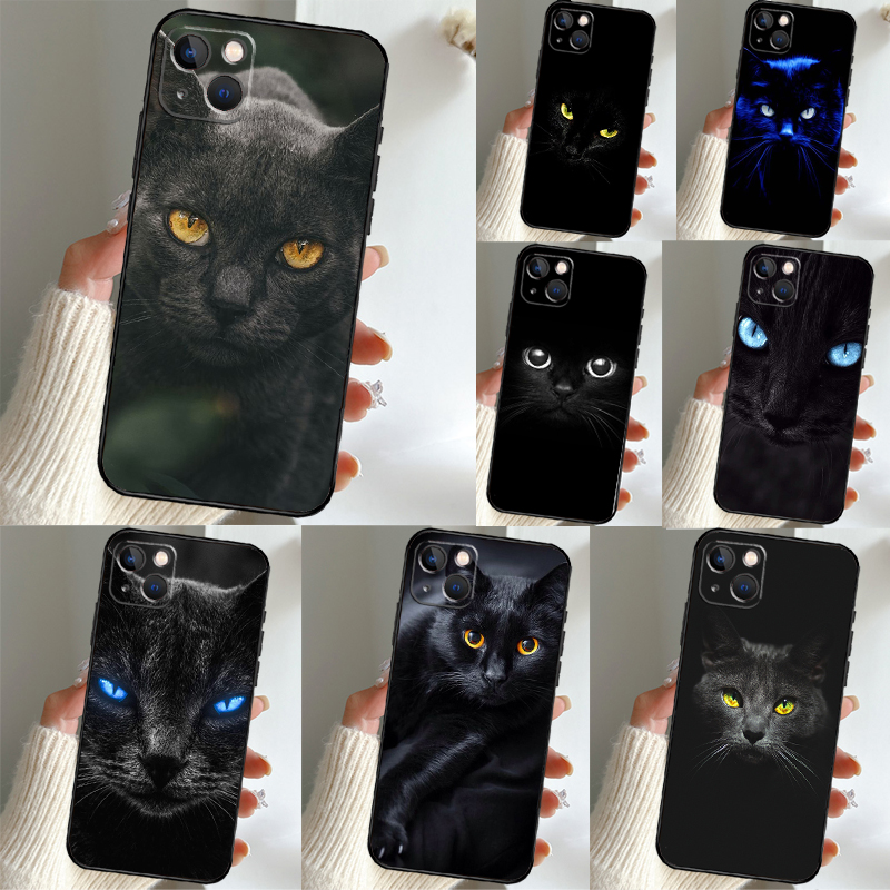 Realme C67 - 黒猫の目が見つめているデザインのRealme C63、C75、C71、C65、C67、C61、C55、C53、C35、GT7、GT8 Pro、10、11、12、13、14、15、16、Pro Plus用ケース