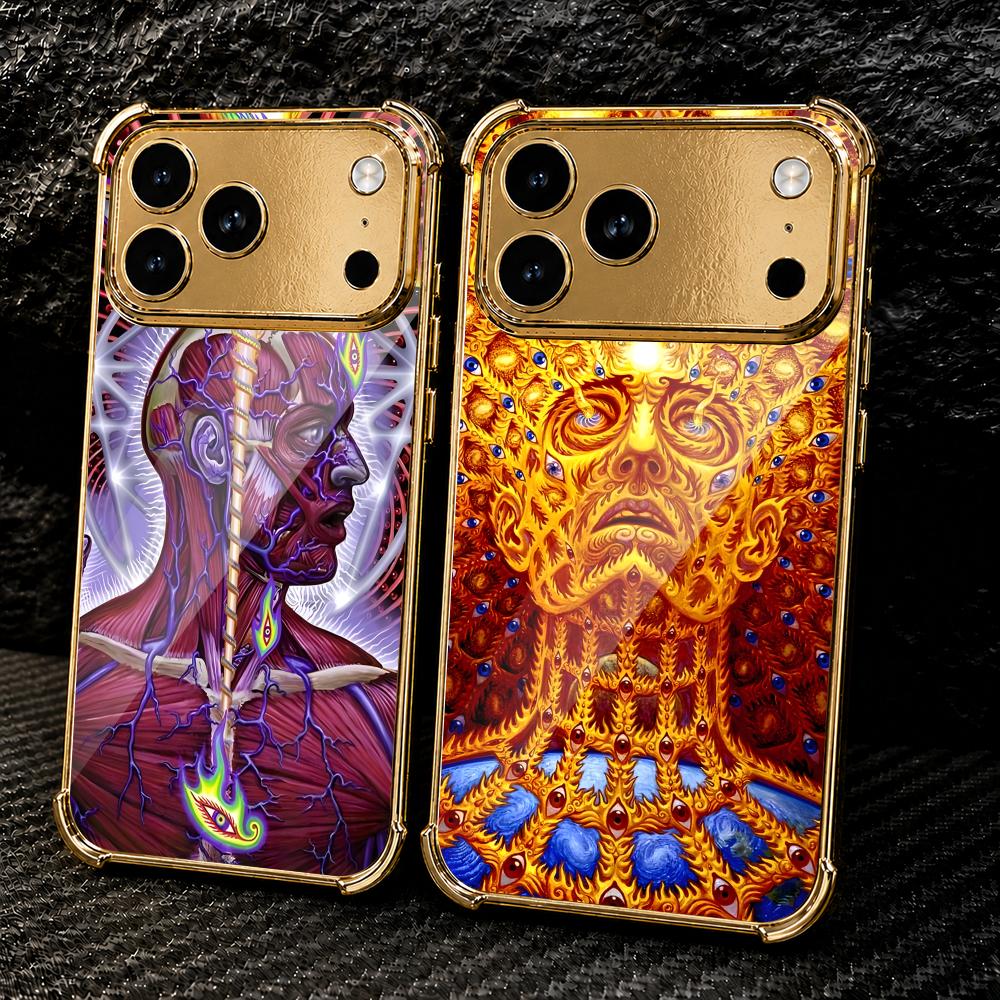 Apple Iphone 15 Pro Max - 美しいデザインの「A-Alex Grey」iPhone 17、16、15、14、13、12 Pro Max Plus用スマホケース。メッキ加工の金属フレームとエアバッグコーナーカバーを採用。