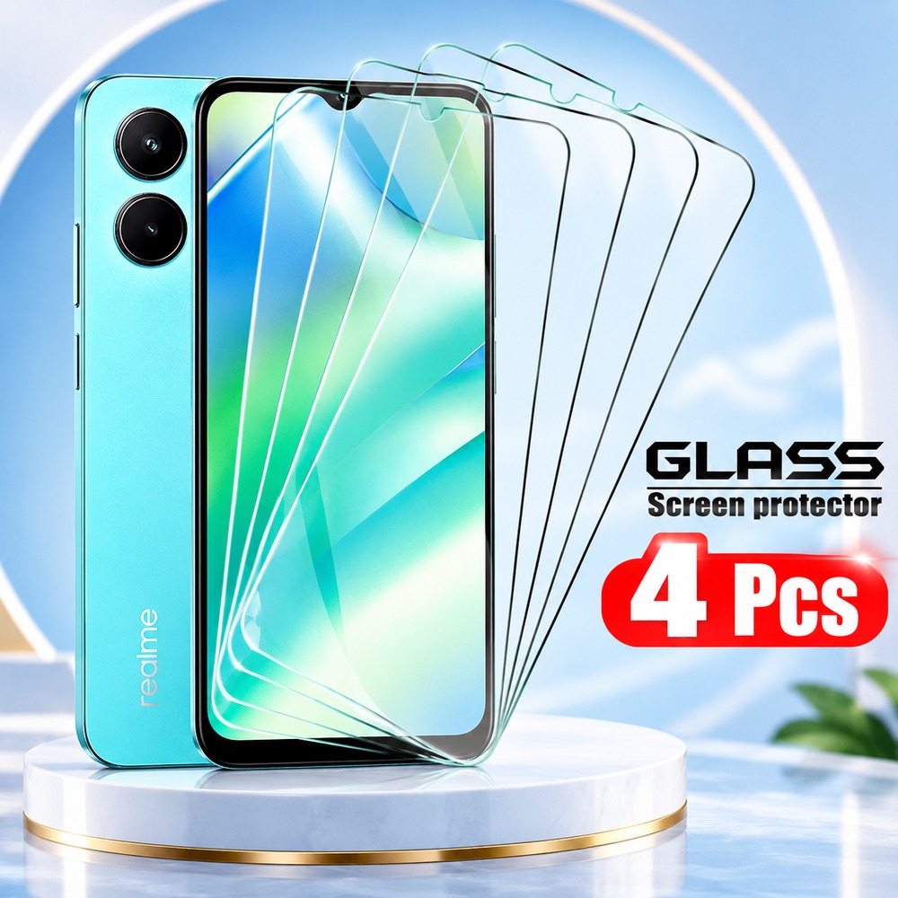 Realme C67 - Realme C63、C65、C67、C71、C73、C75、C12、C20、C21、C21Y、C25、C25Y、C30、C31、C33、C35対応、強化ガラス製スクリーンプロテクター4枚セット
