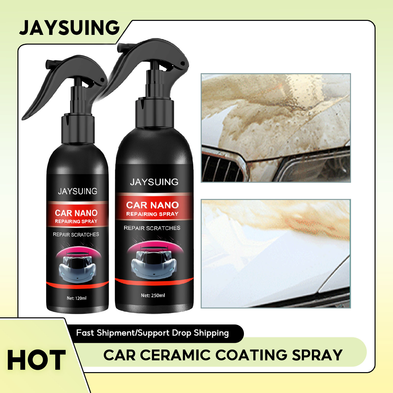 Nano Liquid Coating - 250 ミリリットル車のセラミッククイックコーティングスプレーナノ疎水性ボディポリッシュスクラッチ修復リムーバーペイント保護スプレーカーアクセサリー