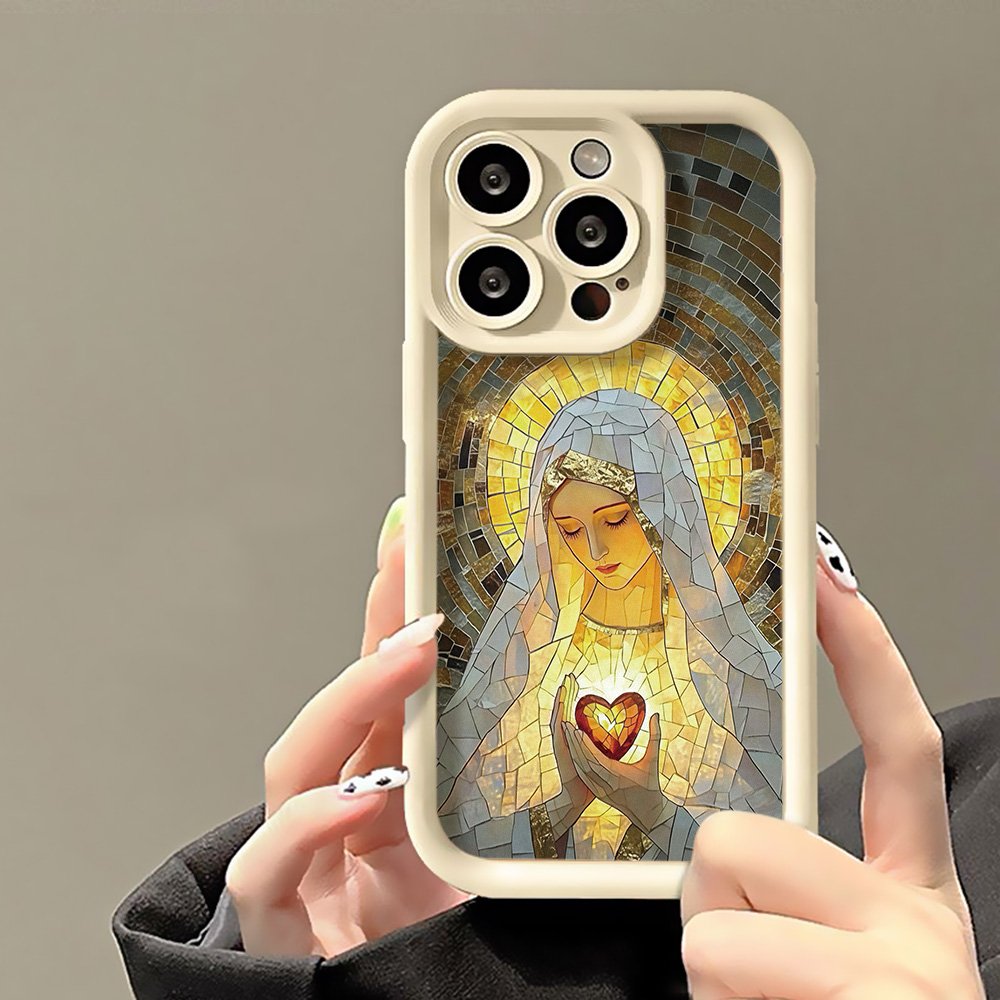 レトロな教会のステンドグラス風デザインのiPhone用ケース - Apple Iphone 15 Pro Max のレビューと価格