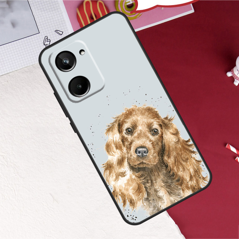 コッカー・スパニエルの犬のイラストが描かれた、Realme  - Realme C67 のレビューと価格